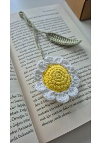 Resim Dolgulu Papatya Amigurumi Kitap Ayracı Hediyelik Kitap Aksesuarı 