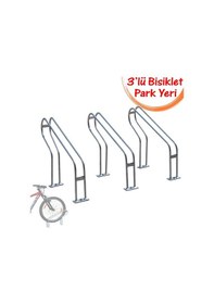 Resim Bisiklet Parkı Demiri Taşıyıcı Park Alanı Sehpası 3'lü + Dubel 