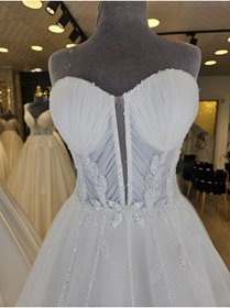 Resim BY SD MY DREAM Straplez pilise detaylı romantik gelinlik 