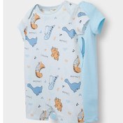 Resim DeFacto Erkek Bebek Yenidoğan Dinazor Baskılı Penye Kısa Kollu 2'li Tulum E4013A525SMBE304 