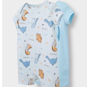 Resim DeFacto Erkek Bebek Yenidoğan Dinazor Baskılı Penye Kısa Kollu 2'li Tulum E4013A525SMBE304 