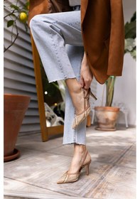 Resim Jaylan Kadın Kahve Bej Hasır Topuklu Sandalet Ayakkabi Kahve-bej 