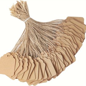 Resim 500 Adet Kraft Kağıt Etiket İp ile - Etiketleme için Boş Fiyat Etiketleri, Ürünler, Takılar, Giysiler için Yazılabilir Ekran Etiketleri - Yüksek Kaliteli Kalın İpli İşaretleme Etiketleri 