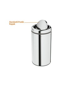 Resim Aqua Bagno Basic Çöp Kovası - Sallanır Kapaklı 45 L, Parlak Krom Paslanmaz Krom 
