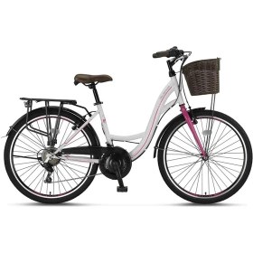 Resim Ümit 2610 Alanya Sepetli Kadın Şehir Bisikleti V 26 Jant 21 Vites Beyaz Pembe 