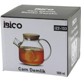 Resim Marsilyan 1000ML Sade Düz Cam Demlik Bambu Dış Yüzey - Metal Iç Yüzey - Silikon Contalı Kapak (4940) 