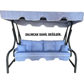 Resim Vip Home Concept 3 Kişilik Lüks Süngerli Düğmeli Salıncak Minderi Bahçe Minderi Mavi 