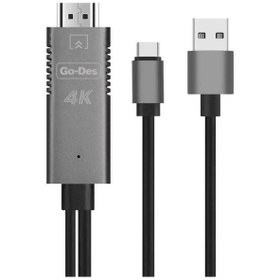 Resim Go Des GD-8273 Type-C HDMI 4K Kablo 180 cm Görüntü Aktarım Kablosu - Siyah ZORE-260165 