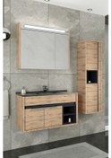 Resim NAPOLİ 85 CM SİYAH LAVABOLU BANYO DOLABI - DORADO/ANTRASİT(BOY DOLAP HARİÇ ) 