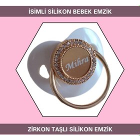 Resim Sahi Aksesuar İsimli Zirkon Taşlı Silikon Kız Bebek Emzik Beyaz 