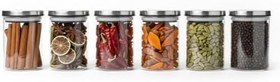Resim Deconox 6’lı Paslanmaz Metal Vakum Kapaklı Cam Baharatlık Seti, Hava Almaz Silikon Contalı Lüks Erzak Saklama Kabı, Modern Mutfak Düzenleyici Kavanoz 200ml-250ml-325ml Seçenekli (250ML - 6,5CM-10CM) 