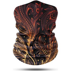 Resim Altın Yaprak Desenli Motosiklet Bandana Boyunluk Outdoor Balaklav 