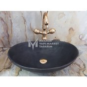 Resim Bazalt Siyah Derin Kayık Lavabo 