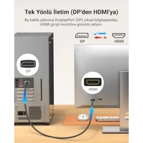 Resim Grains Global 4K 1080P@120Hz Displayport 1.2 To HDMI 1.4 Örgülü Kablo, 1.5m, 35841 