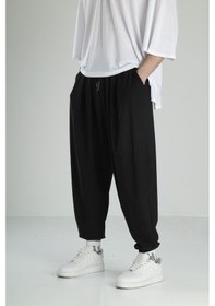 Resim Cocopelli Bürümcük Kumaş Siyah Pileli Yarım Şalvar Coc2488 Siyah 