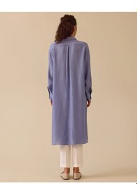 Resim Scl Oversized Midi Gömlek Yaka Kadın Tunik - Günlük Şıklık 