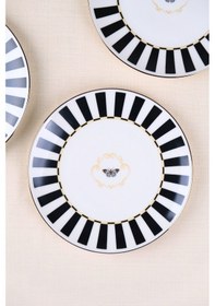 Resim Tabak Evi Porselen Butterfly Collection Altın Yaldızlı Pasta Tabağı Siyah 20,50cm 2 Li Çok Renkli 