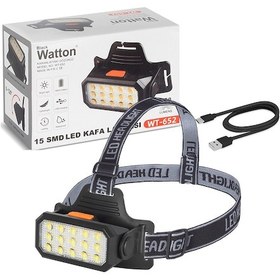 Resim 15 Ledli Sarı / Beyaz Şarjlı Kafa Lambası Watton Wt-652 -pvtrn 