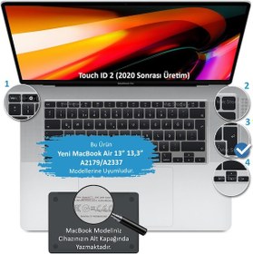 Resim Laptop Macbook Air 13Inc Klavye Koruyucu A2179 A2337 Türkçe Baskı Siyah 