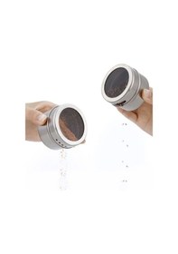 Resim 12Li Mıknatıslı Paslanmaz Çelik Baharatlık Takımı Cin114-12 Gümüş 