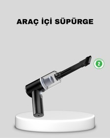 Resim Mini Şarjlı Araç Süpürgesi 120w Güçlü Motor, 5500pa Vakum Emiş, Yıkanabilir Filtre 