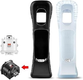 Resim NC Wii Uzaktan Kumanda için 2 Motion Plus Adaptör Sensörü ve 2 Silikon Kılıf kullanımı, Wii Motion Plus Adaptörü için Hızlandırıcı Değiştirme (Beyaz Siyah) 