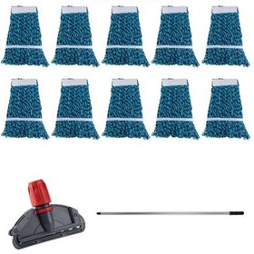 Resim Sska Çift Kovalı Temizlik Arabası Seti Yedek Mop Takımı - Dar Mop 10 x 17 CM + Mop Tutucu + Sap 