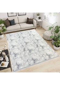 Resim Modern Pamuklu Halı Örtüsü Savan 6m2 Dokuma 200x300 Lastiksiz Gri 