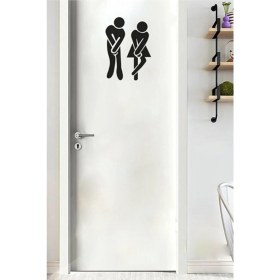 Resim Beta Moda Hub Dekoratif Tuvalet Banyo Sticker Duvar Etiket Kapı Sticker 18CMX12CM 