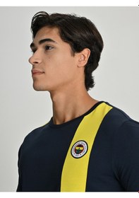 Resim Fenerbahçe Lisanslı 25/26 Lacivert Tribün Basic T-shirt Sarı - Lacivert 