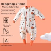 Resim 1 adet Kirpi Ev 1.5tog Termal Bebek Uyku Torbası, Hayvan Desenli, Fermuar Kapanışı, Ayrılabilir Kollari, Makine Yıkanabilir, Tek Kişilik, Sınıf A Standart - Sonbahar ve Kış Bebek Uyku Torbası 