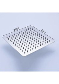 Resim Fawer Kare Paslanmaz Çelik Tepe Duş Başlığı Krom 25 x 25 Krom 