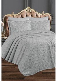 Resim Çeyiz Diyarı Azra 3 Parça Çift Kişilik Pike Takımı Gri Gri 