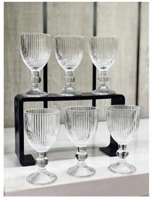 Resim 6 Lı Kristal Cam Kahve Yanı Su Bardağı Kadeh Kupa Bardak 