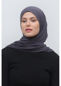 Resim Altobeh Tesettür Kadın Düz Renk Penye Şal Hijab - Füme 