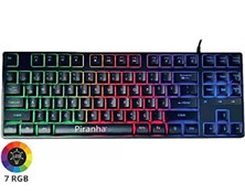 Resim Piranha 2345 Gaming Keyboard Oyuncu Klavyesi Kumaş Kablo 7 RGB Siyah 