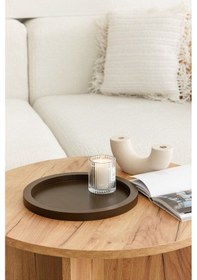 Resim Ahşap Yuvarlak Tepsi Kahverengi Model Dekorasyon Düzenleyici 