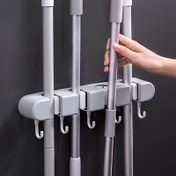 Resim Duvara Monte Paspas ve Süpürge Tutucu | Matkap Gerektirmeyen Yapışkanlı Esnek Silikon Klipsli Organizatör | Banyo & Mutfak için Çok Amaçlı Plastik Depolama Rafı | Yer Tasarrufu Sağlayan, Kolay Kurulum | Şık Gri Bitiş, Temizlik Aracı Tutucu | Minimalist Tasarım | Dayanıklı Plastik Raf 