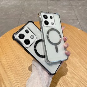 Resim Xiaomi Redmi Note 12, 13, 14, Pro Plus, Note 13, Note 13 Pro, Note 14 ve Note 14 Pro için 4G ve 5G modelleri ile uyumlu şeffaf yumuşak kılıf için Lens Film ile Manyetik Kaplama. 