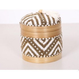 Resim Bali Boncuklu Bambu Saklama Kutusu 12x14 Cm 