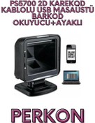 Resim Perkon TİGER PS5700 2D KAREKOD KABLOLU USB MASAÜSTÜ BARKOD OKUYUCU+AYAKLI 