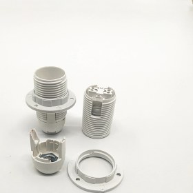 Resim Dekoratif Plastik E-14 Tam Dişli Halkalı Geçmeli Duy Beyaz (2 Adet) 