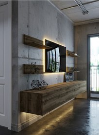 Resim Resital Ledli Duvara Monte Tv Sehpası - Ceviz - W6020-2 Ceviz 