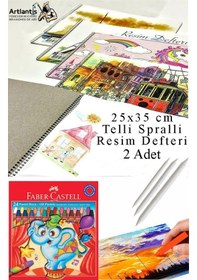 Resim 24 Renk Pastel Boya 25x35 Cm Telli Spralli Resim Defteri Pastel Dağıtma Kalemi 15 Yaprak Resim Defteri Yağlı Pastel Çok Renkli 