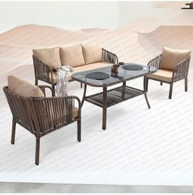 Resim Capri Swing Artemis Üçlü Rattan Balkon Bahçe Takımı Kahve 