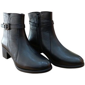 Resim Castle Black 24113-1 Kadın Hakiki Deri Kısa Topuklu Günlük Casual Bot Siyah Siyah 