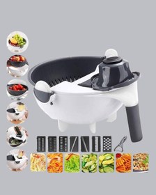 Resim Çok Fonksiyonlu Döner Rende Süzgeç Hazneli Ergonomik Sebze Doğrayıcı Siyah 