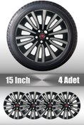 Resim FRWY Fiat Egea Uyumlu 15" İnç 4 Adet 1 Takım Gri Siyah Jant Kapağı 