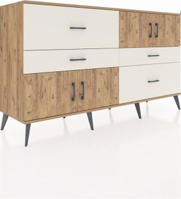 Resim Hyperion Konsol 5 Raflı 3 Çekmeceli 3 Kapaklı 176x44x99 Çam-çam/aytaşı Atlas Çam - Atlas Çam 