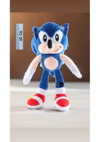 Resim Sevimli Sonic Peluş Oyuncak Büyük Boy 45 Cm Hediyelik Uyku Arkadaşı Mavi 